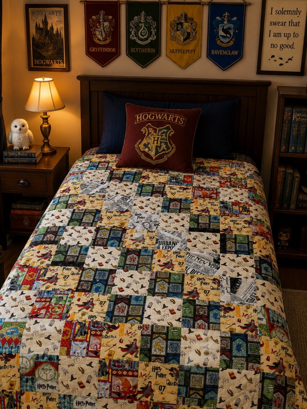 Handmade Harry Potter Patchwork Quilt Hogwarts Magic Wizards Nostalgic Bedding